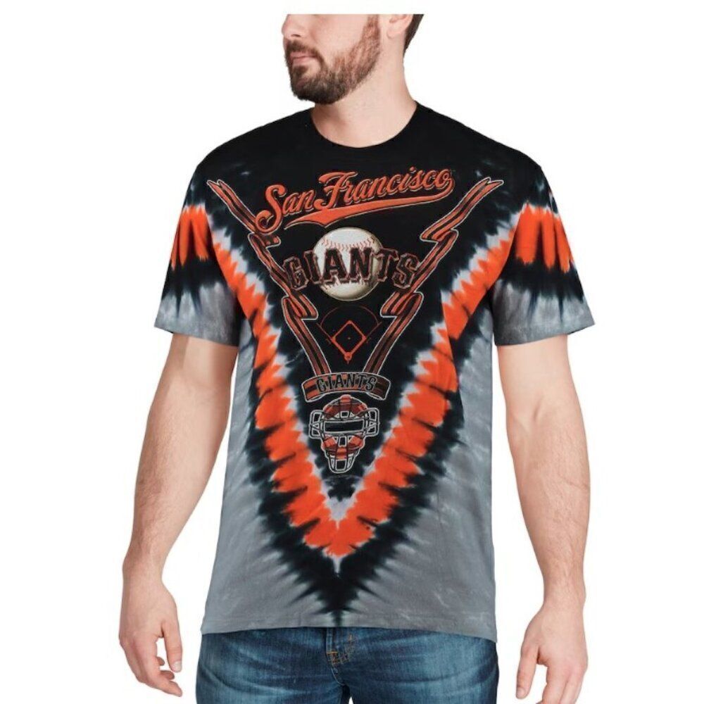 San Francisco Giants Men Medium V Tie-Dye Orange Tee Shirt
